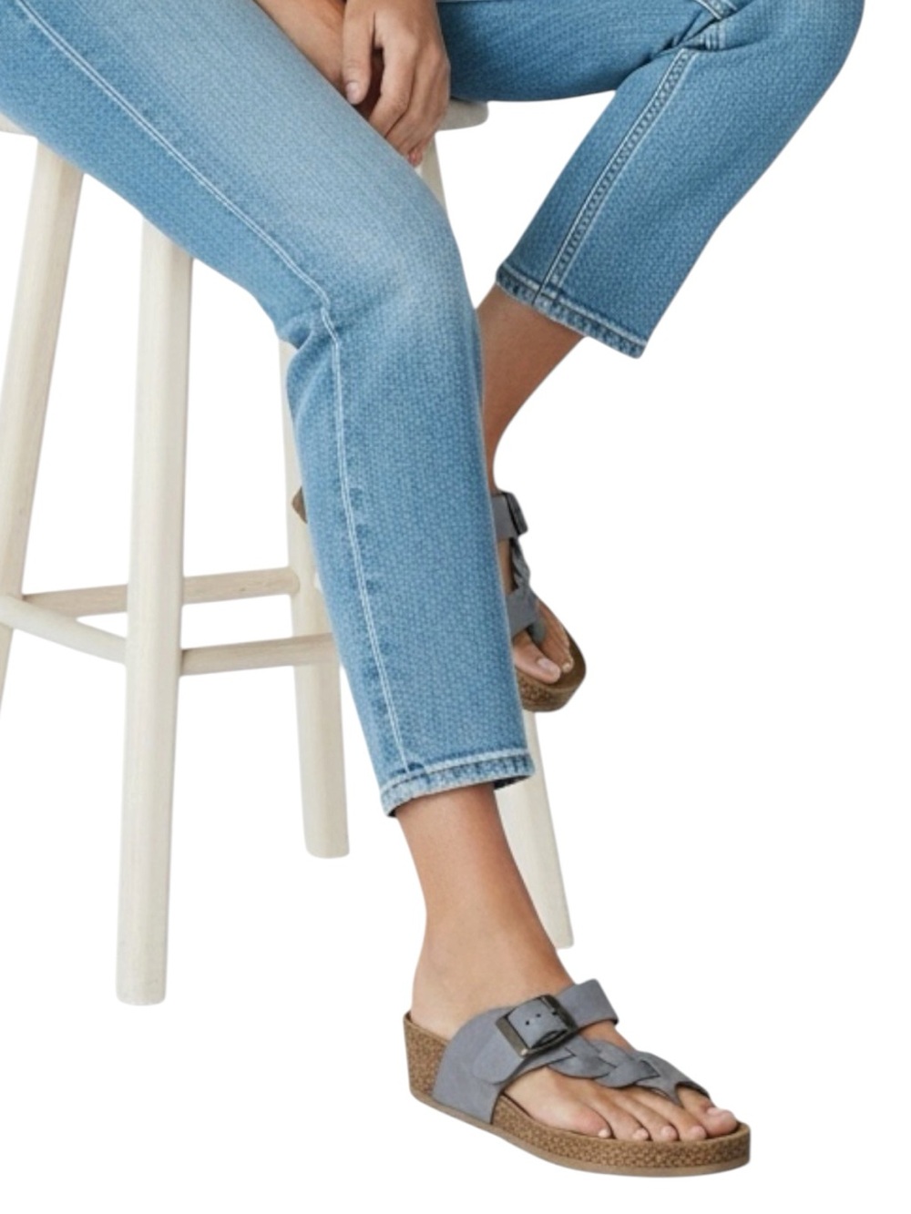 MILA PAOLI Gray Leather Sandals with Buckle Size 6.5 NWT — SUMMER CLOSET STAPLE!